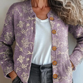Damen-Cardigan mit Vintage-Blumenmuster und Knöpfen 