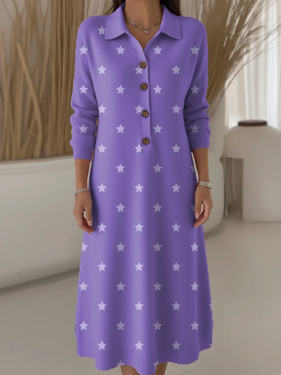 Women's Stars Pattern Art Print Casual Knitted Dress