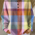 Women's Beautiful Colorful Striped Painting Art Print Casual Cotton Sweatshirt
