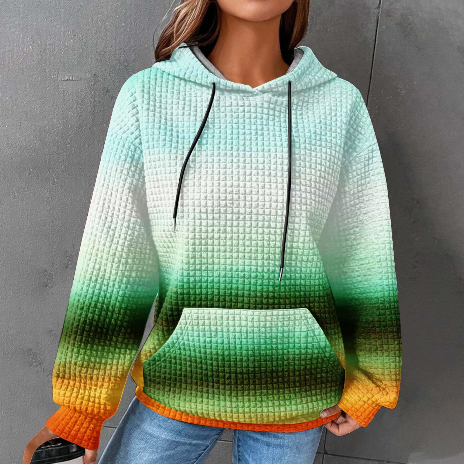 Autumn/Winter Women's Essential Creative Printed Long Sleeve Hooded Sweatshirt