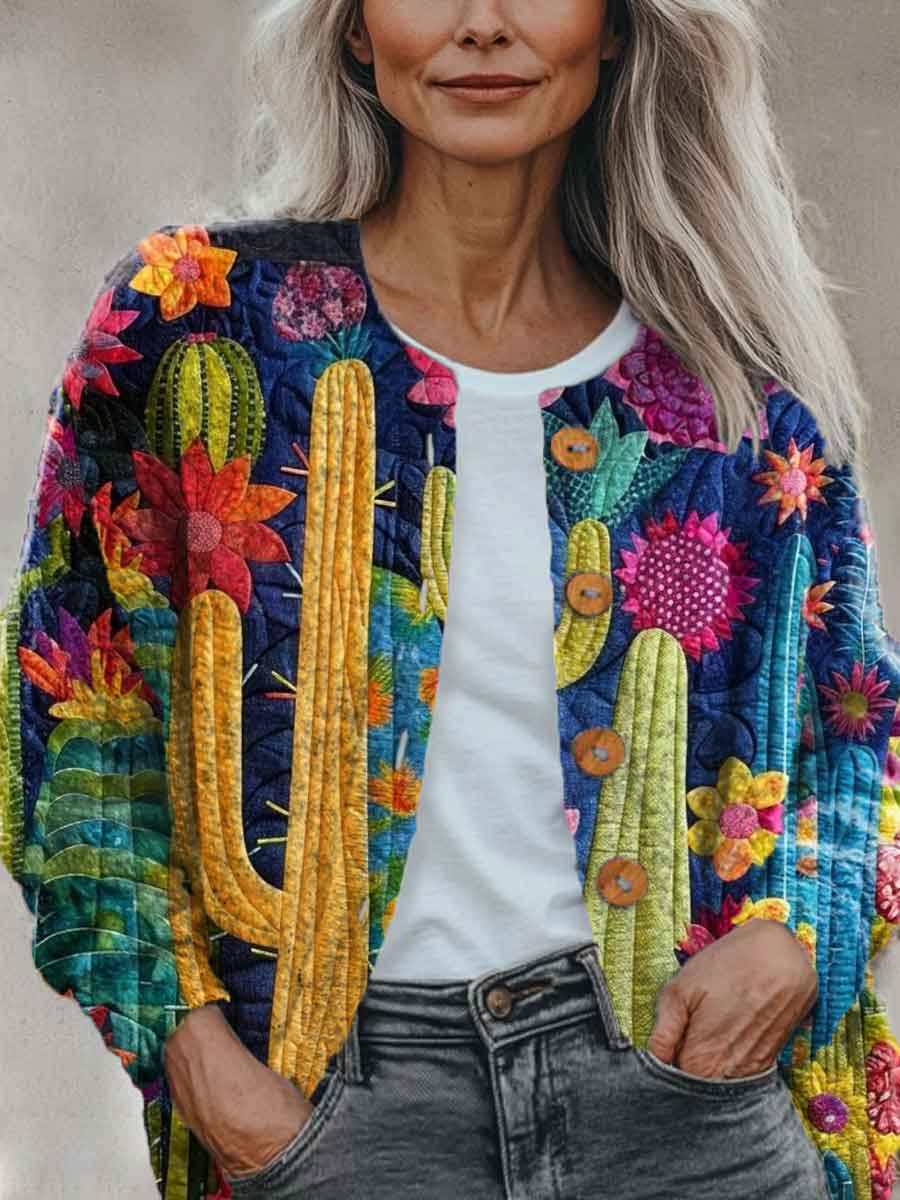 abstract-geometry-colors-cactus-art-pattern-print-buttoned-cardigan-sweater