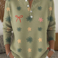 Women's Christmas Pattern Art Print Buttoned Cardigan Sweater