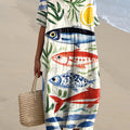 Women's Fish  Art Print Flowy Dress