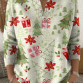 Women's Christmas Tree Art Print Buttoned Cardigan Sweater