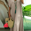 V-neck irregular multi-size long swing dress