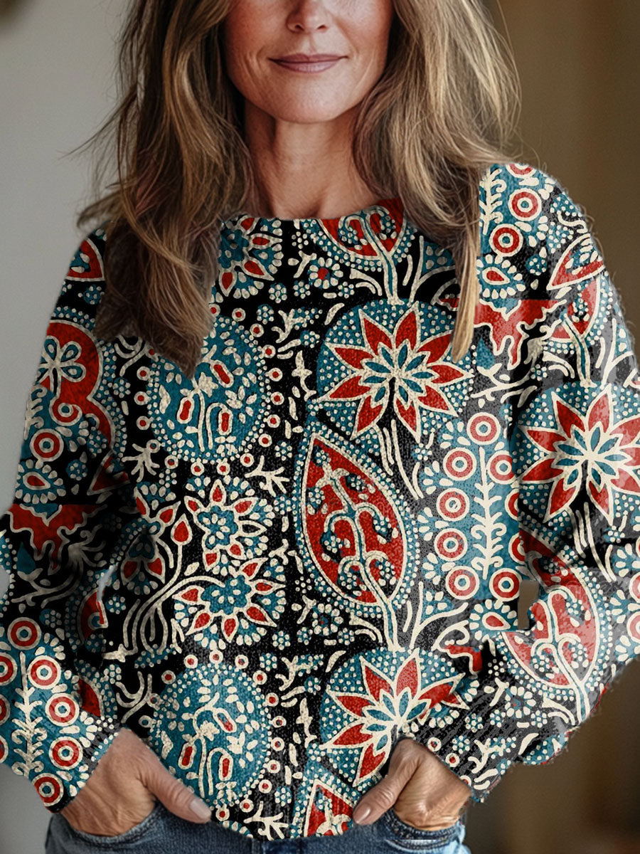 womens-vintage-floral-art-print-knit-pullover-sweater-m9ib