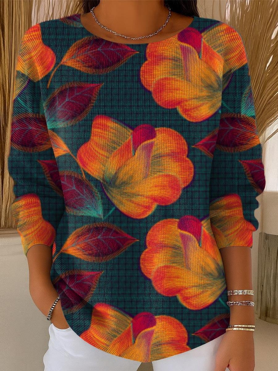 womens-vintage-floral-art-print-casual-pullover-sweater-zcee