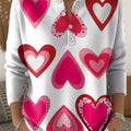 Women's Retro Plaid Heart Art Print Valentine's Day Casual Sweater