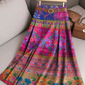 Women's Retro Boho Flowers Pattern Casual Print Cotton Skirt