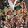 vintage-large-flower-painting-art-print-buttoned-v-neck-cardigan-sweater