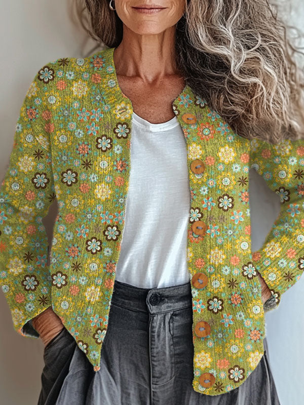 vintage-flower-art-print-buttoned-cardigan-sweater-um12