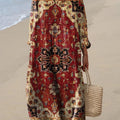 Vintage-Baumwollkleid mit ethnischem Blumenmuster
