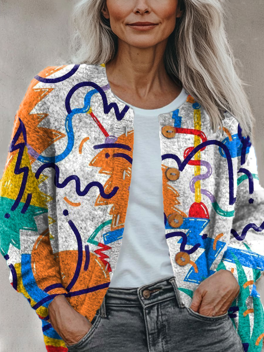 simple-abstract-colorful-multicolor-print-buttoned-cardigan-sweater
