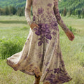 Women's Flowers Floral Art Print Long-sleeved Dress