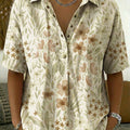 Women's Floral Print Casual Cotton-linen Shirt