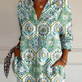 Women's Vintage Ethnic Pattern Art Print Casual Cotton Shirt
