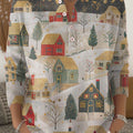 Vintage Christmas Art Print Buttoned Cardigan Sweater
