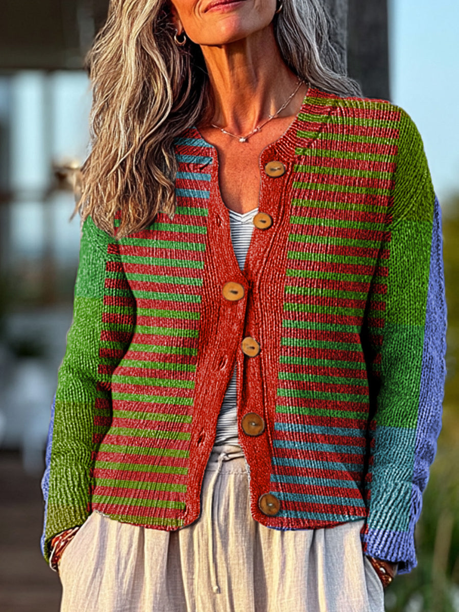 vintage-geometric-stripe-painting-art-print-buttoned-cardigan-sweater-1t14