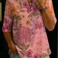 Women's Floral Pattern Art Print Casual Cotton Shirt
