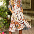 Women's Retro Flowers Pattern Art Casual Print Dress