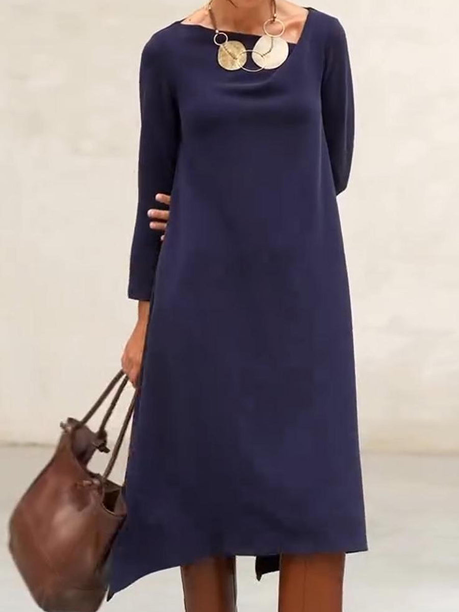 Minimalist Irregular Solid Color A-line Dress