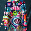 Abstrct Art Printed Women's Casual Cotton And Linen Shirt
