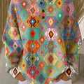 Women's Beautiful Colorful Rhombus Geometric Painting Art Print Casual Cotton Shirt