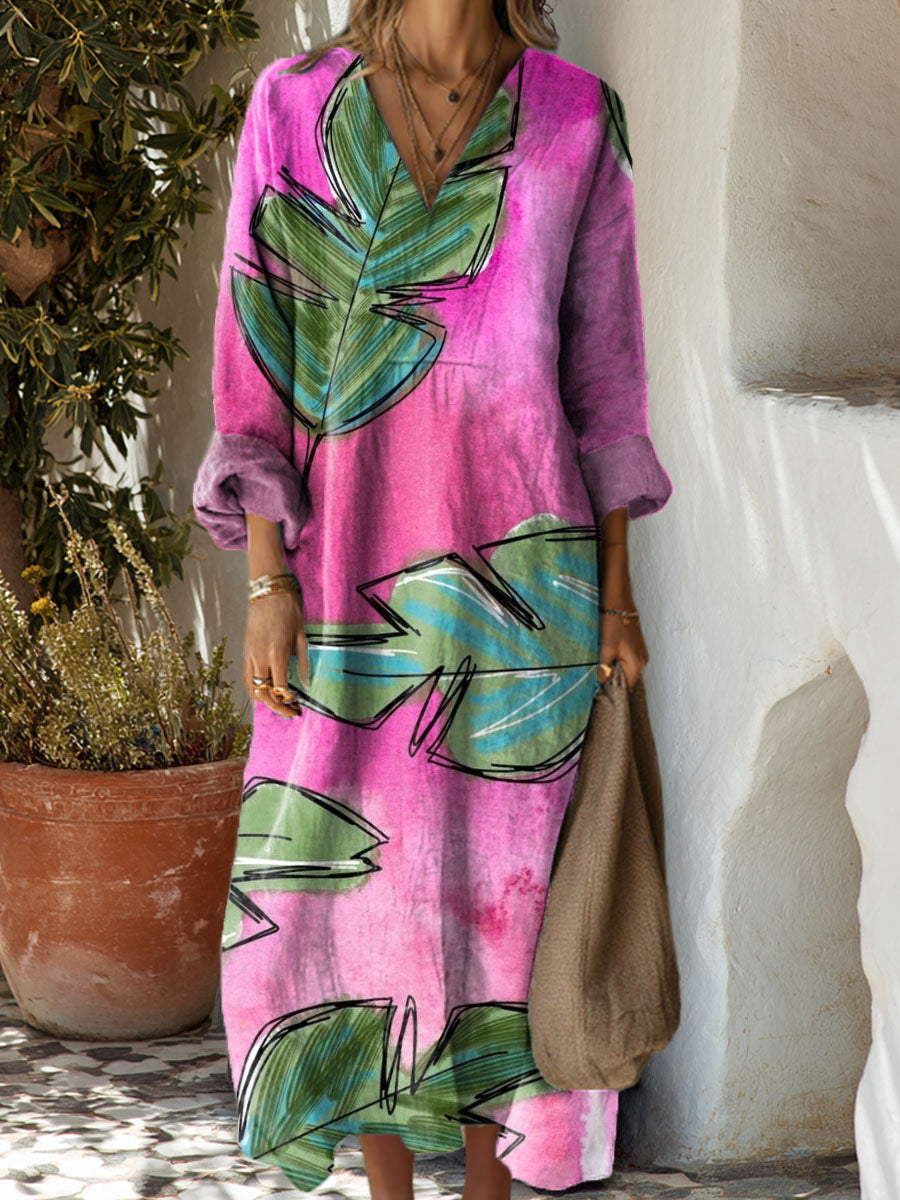 Women's Leaves Print Dress