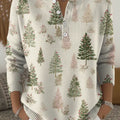 Christmas Tree Art Print Buttoned Cardigan Sweater