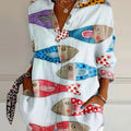 Women's  Fish  Art Print Casual Cotton Shirt