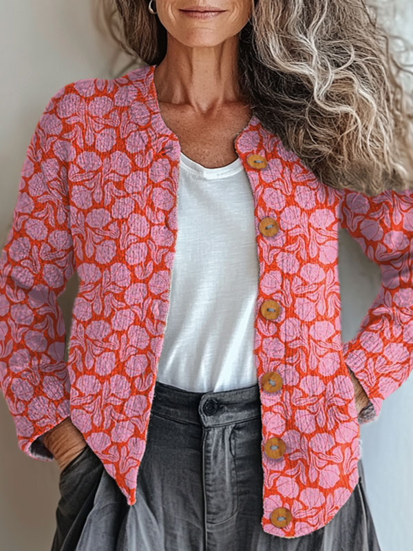 vintage-colorful-floral-art-print-buttoned-cardigan-sweater