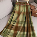 Women's Retro Stripes Plaid Pattern Casual Print Cotton Skirt