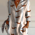 Petite Dachshund Dog Pattern Printed Women's Casual Cotton Shirt