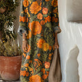 Women's Vintage Floral Pattern Art Print Cotton Dress
