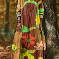Women's Vintage Abstract Large Flower Painting Art Print Dress