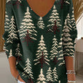 Women's Christmas Tree Print Casual Pullover Sweater