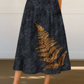 Women's Retro Leaf Print High Waist Casual A-Line Skirt