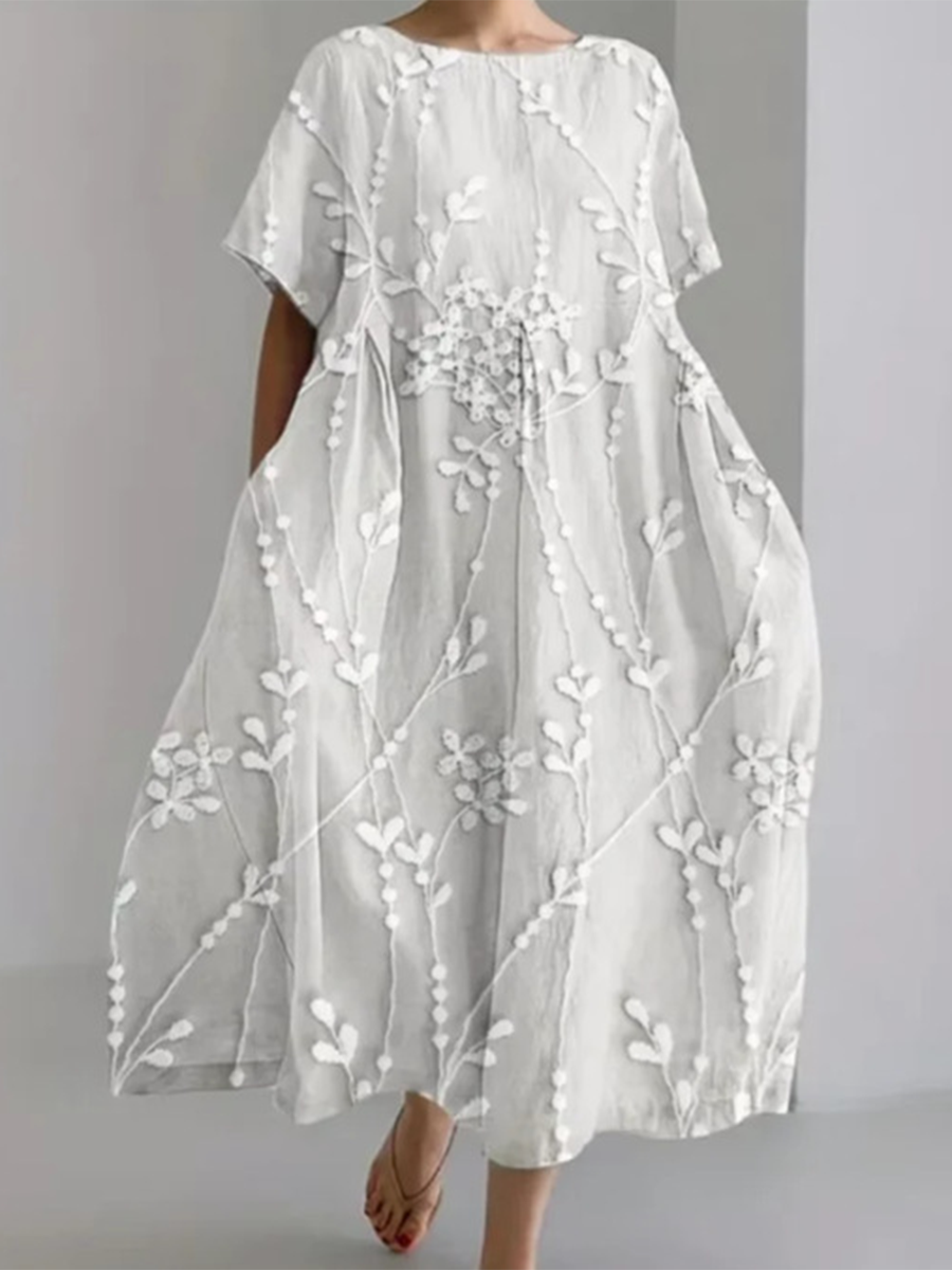 Comfortable Printed Linen Dress