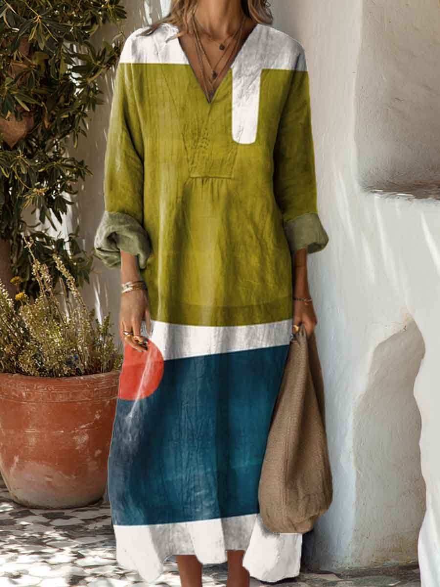 Women's Abstract Geometric Pattern Art Print Dress