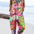Women's Floral Art Print Casual 100% Cotton Wide Leg Jumpsuit