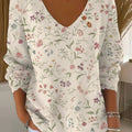 Women's  Vintage Flower Art Print Casual Pullover Sweater