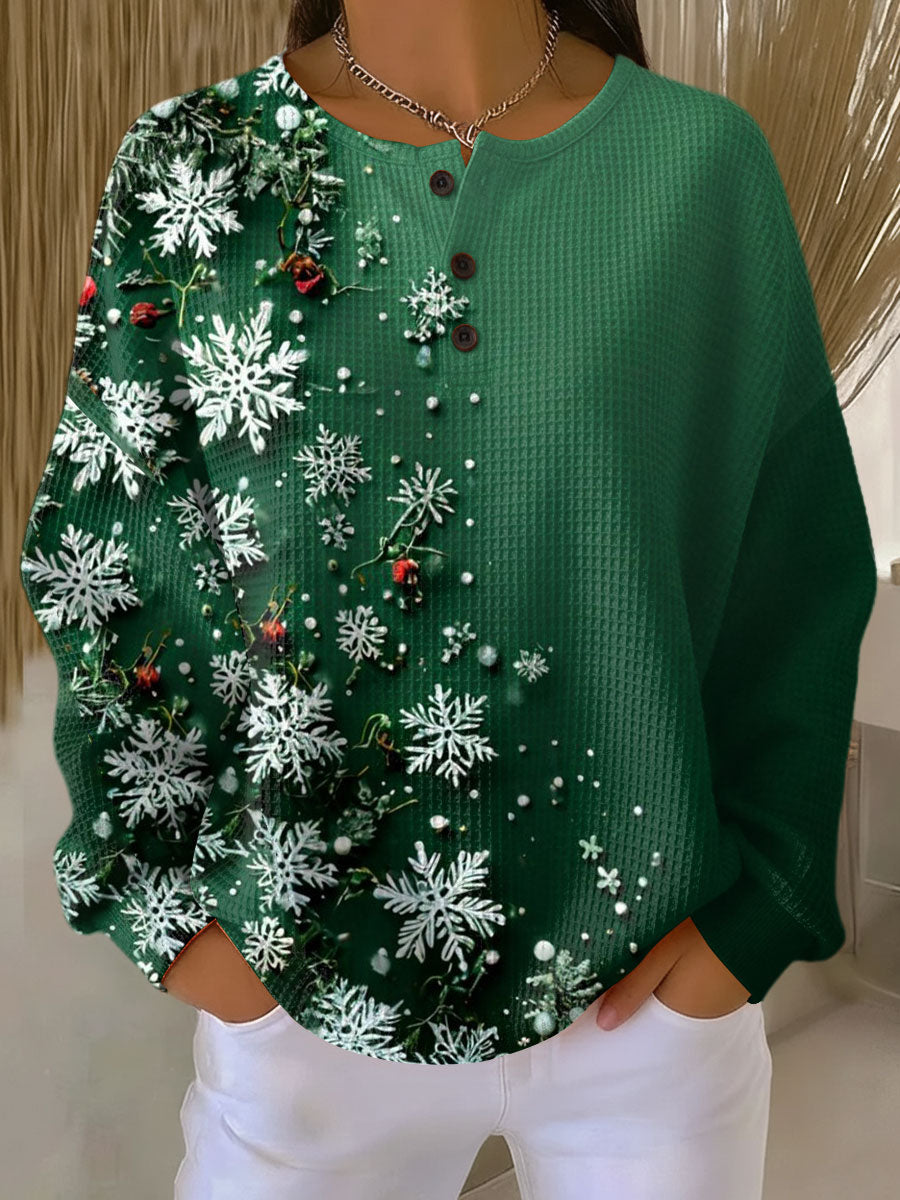 Women's Vintage Christmas  Art Print Casual Cotton Sweatshirt