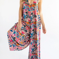 Floral Print Cotton Loose-fitting Jumpsuit