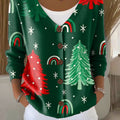 Christmas Tree Print Buttoned V-neck Cardigan Sweater