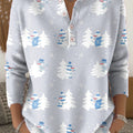 Beautiful Winter Snowman Christmas Tree Painting Art Print Buttoned Cardigan Sweater