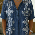 Women's Embroidery Patterns Print Casual Cotton-linen Shirt