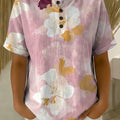 Women's Vintage Floral Art Print Casual Cotton Shirt