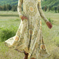 Women's Flowers Art Print Long-sleeved Dress