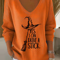 🔥Last Day 49% Off🔥Women'S Witch "Yes I Can Drive A Stick"  Print Drop Shoulder Sweater