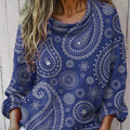 Women's  Vintage Cashew Flower Art Print Casual Long Sleeve Comfortable Cotton Shirt
